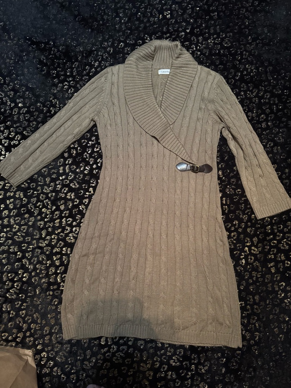 Calvin Klein Brown NWOT 3/4 Sleeve Knit Sweater